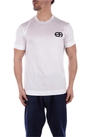 Emporio Armani Koszulki, Mężczyzna, Biały, L, Bawełna, T-shirt z krótkim rękawem i dużym logo