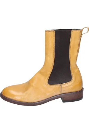 Moma Buty, Kobieta, Żółty, 37 EU, Vintage Skórzane Botki na Kostkę dla Kobiet