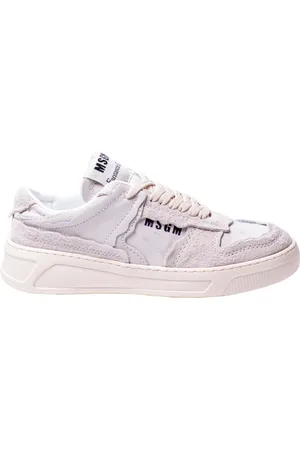 Msgm Buty, Kobieta, Biały, 40 EU, Skóra, Fantastyczne Zielone Sneakersy Low