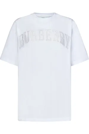 Burberry Koszulki, Kobieta, Biały, M, Bawełna, Biała koszulka z bawełny z logo
