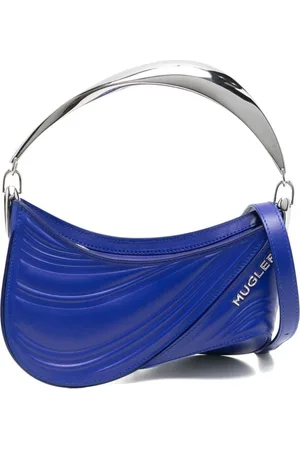 MUGLER Torebki, Kobieta, Niebieski, ONE SIZE, Skóra, Torebka Tote Spiral Curve 01 z wytłoczeniami