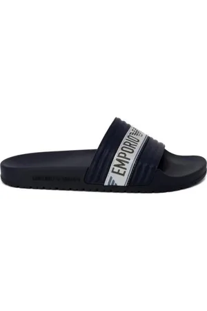 Emporio Armani Buty, Mężczyzna, Niebieski, 41 EU, Niebieskie Klapki z Nadrukiem