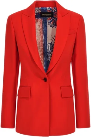 Roberto Cavalli Kurtki, Kobieta, Czerwony, S, Czerwony Blezer Jednoguzikowy Damski