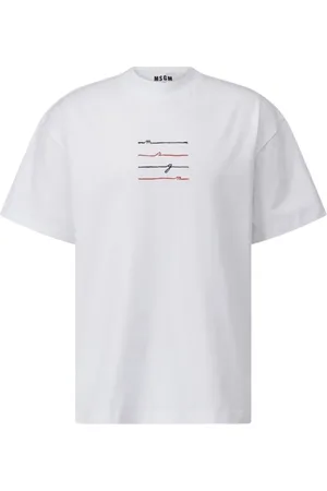 Msgm Koszulki, Mężczyzna, Biały, M, Bawełna, Bawełniany T-shirt z Haftowanym Logo