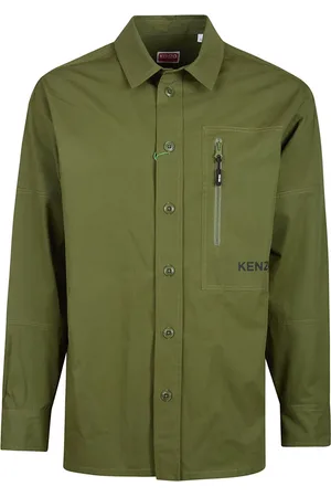 Kenzo Kurtki, Mężczyzna, Zielony, M, Kwiatowa Oversized Techniczna Koszula