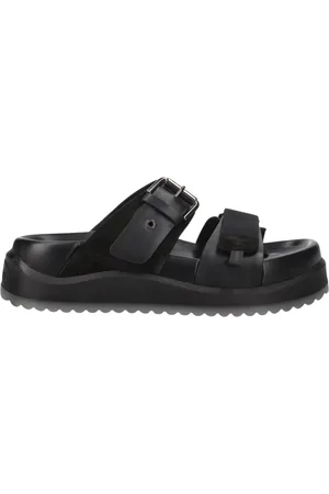 Premiata Buty, Kobieta, Czarny, 35 EU, Sandał z rzepami i srebrną sprzączką