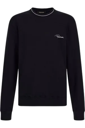 Roberto Cavalli Bluzy, Mężczyzna, Czarny, M, Czarny Bluza z Logo Wyprodukowana we Włoszech