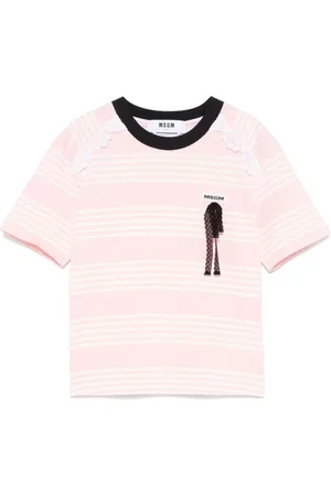 Msgm Koszulki, Kobieta, Różowy, S, Bawełna, Bawełniana Koszulka i Polo