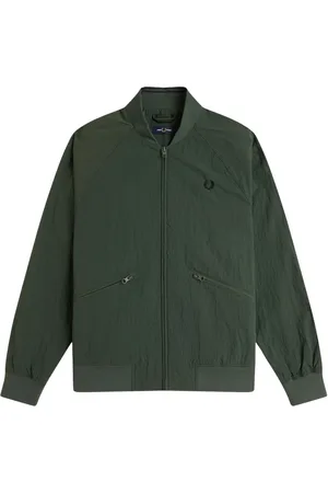 Fred Perry Kurtki, Mężczyzna, Zielony, M, Nylon, Teksturowana Kurtka Bomberowa Tenisowa