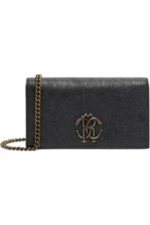 Roberto Cavalli Torebki, Kobieta, Czarny, ONE SIZE, Torba ze skórą węża i monogramem czarna