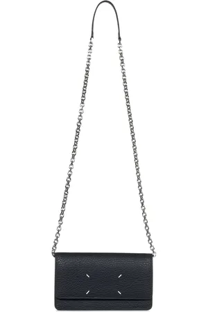 Maison Margiela Torebki, Mężczyzna, Czarny, ONE SIZE, Czarna skórzana portmonetka z łańcuszkiem