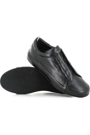 Officine creative Buty, Mężczyzna, Czarny, 41 EU, Skóra, Czarne skórzane sneakersy z elastycznymi paskami