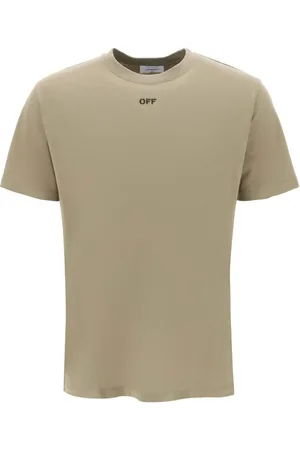 OFF-WHITE Koszulki, Mężczyzna, Zielony, M, Bawełna, T-shirt z haftem strzały