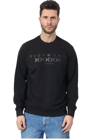John Richmond Bluzy, Mężczyzna, Czarny, 2XL, Czarny Sweter z Logo na Przodzie