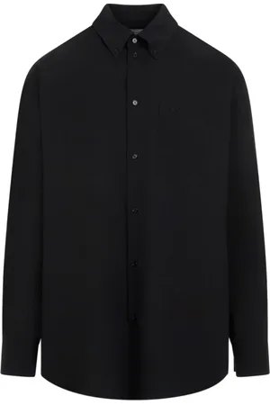 OFF-WHITE Koszule, Mężczyzna, Czarny, S, Bawełna, Bawełniana Koszula z Haftem