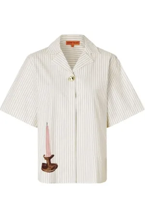 STINE GOYA Bluzki, Kobieta, Biały, S, Koszula Candle Stripe Boxy Button Up