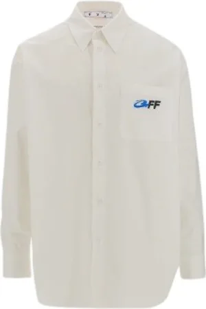 OFF-WHITE Koszule, Mężczyzna, Beżowy, L, Bawełna, Koszulka Casual z Bawełny