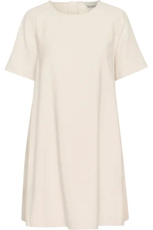 My Essential Wardrobe Sukienki, Kobieta, Biały, 3XL, Krótka Sukienka Cadizmw Malo Oatmeal