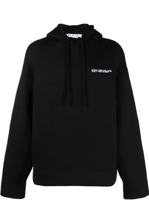 OFF-WHITE Bluzy, Mężczyzna, Czarny, S, Czarna Bluza z Kapturem z Logo