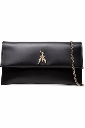 Patrizia Pepe Torebki, Kobieta, Czarny, ONE SIZE, Skórzana Torba Pochette z Logo