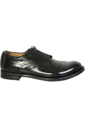 Officine creative Buty, Mężczyzna, Czarny, 42 EU, Skóra, Czarne skórzane buty sznurowane