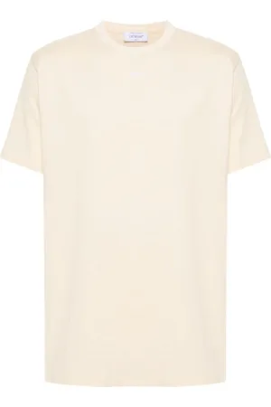 OFF-WHITE Koszulki, Mężczyzna, Beżowy, L, Bawełna, Koszulka Casual z Bawełny