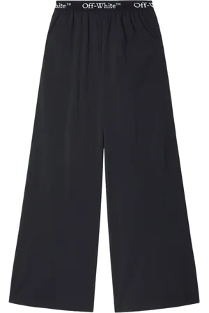 OFF-WHITE Spodnie, Kobieta, Czarny, S, Nylon, Spodnie Nylonowe z Logo
