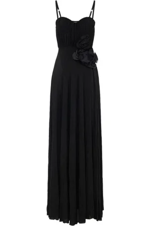 Elisabetta Franchi Sukienki, Kobieta, Czarny, XS, Kwiatowa Czarna Sukienka z Dekoltem Bustier