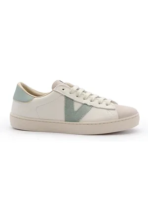 victoria Buty, Mężczyzna, Biały, 36 EU, Skóra, Zielone Skórzane Sneakersy Ergonomiczny Design