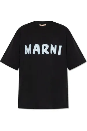 Marni Koszulki, Kobieta, Czarny, 2XS, Bawełna, T-shirt z nadrukowanym logo