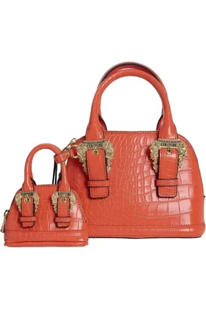 VERSACE Torebki, Kobieta, Pomarańczowy, ONE SIZE, Torba na ramię z efektem krokodylej skóry i portfelem