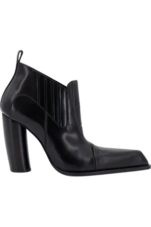 OFF-WHITE Buty, Kobieta, Czarny, 36 EU, Skóra, Czarne skórzane botki na obcasie