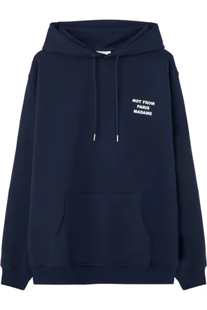Drôle de Monsieur Bluzy, Mężczyzna, Niebieski, M, Niebieski Sweter z Kapturem Slogan