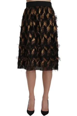 Dolce & Gabbana Spódnice, Kobieta, Czarny, M, Metallic Fringe Spódnica
