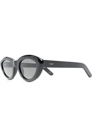 Retrosuperfuture Akcesoria, unisex, Czarny, ONE SIZE, Czarne Okulary Przeciwsłoneczne Kocie Oczy Szare Soczewki