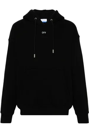 OFF-WHITE Bluzy, Mężczyzna, Czarny, XL, Bawełna, Czarna bawełniana bluza z kapturem
