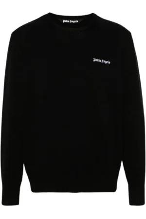 Palm Angels Swetry, Mężczyzna, Czarny, XL, Czarny Sweter z logo i dekoltem