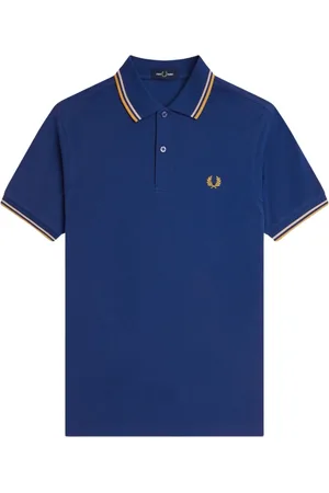 Fred Perry Koszulki, Mężczyzna, Niebieski, S, Bawełna, Niebieska Koszulka Polo z Podwójną Prążką