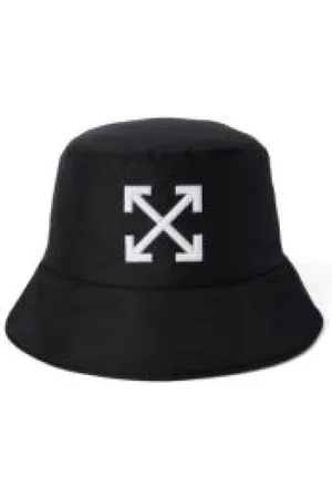 OFF-WHITE Akcesoria, Mężczyzna, Czarny, M, Poliester, Kapelusz typu Bucket Hat z motywem strzały