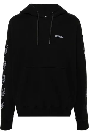 OFF-WHITE Bluzy, Mężczyzna, Czarny, M, Bawełna, Czarna bluza z kapturem i logo OFF