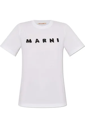 Marni Koszulki, Kobieta, Biały, M, Bawełna, T-shirt z nadrukowanym logo