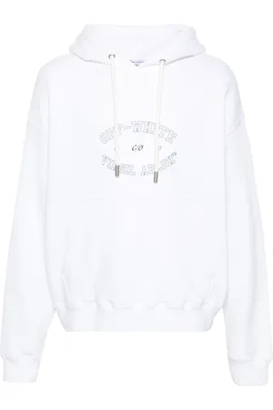 OFF-WHITE Bluzy, Mężczyzna, Biały, S, Bawełna, Bluza z kapturem Shared Logo Skate