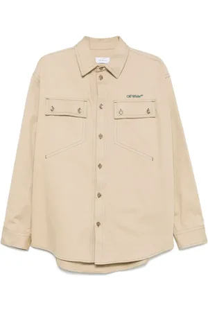 OFF-WHITE Koszule, Mężczyzna, Beżowy, M, Bawełna, Bawełniana Koszula Stitch Brązowa Jasna