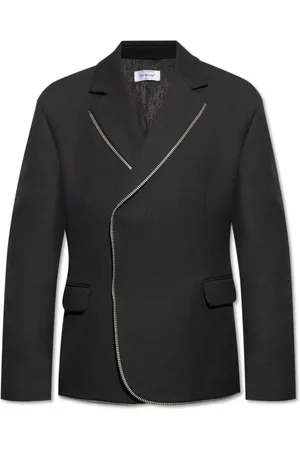 OFF-WHITE Kurtki, Mężczyzna, Czarny, L, Wełna, Blazer z ozdobnym zamkiem