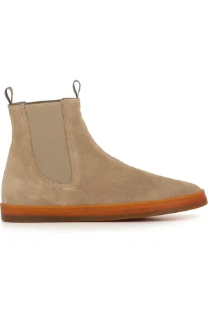 Officine creative Buty, Kobieta, Beżowy, 39 EU, Zamsz, Beżowe zamszowe botki Chelsea na koturnie