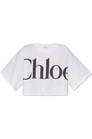 Chloé Koszulki, Kobieta, Biały, M, Bawełna, Oversized T-Shirt z Krótkim Rękawem