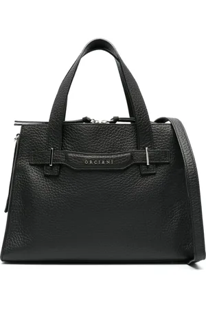 Orciani Torebki, Kobieta, Czarny, ONE SIZE, Skóra, Czarna torebka shopper z groszkowanej skóry