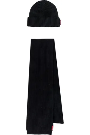 Dsquared2 Akcesoria, Mężczyzna, Czarny, ONE SIZE, Wygodny Zestaw Wełnianego Szalika i Czapki - Czarny Aw 23