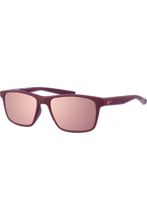 Nike Akcesoria, unisex, Czerwony, ONE SIZE, Prostokątne okulary przeciwsłoneczne z różowymi lustrzanymi szkłami