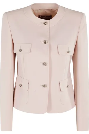 Max Mara Kurtki, Kobieta, Różowy, S, Różowa Kurtka Cropped z Okrągłym Dekoltem